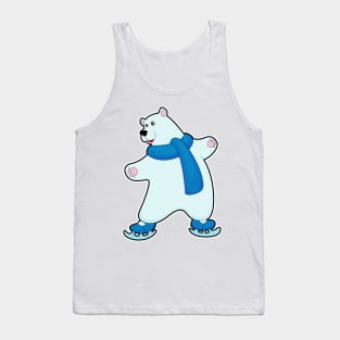 Polar bear at Ice skating with Scarf Tank Top